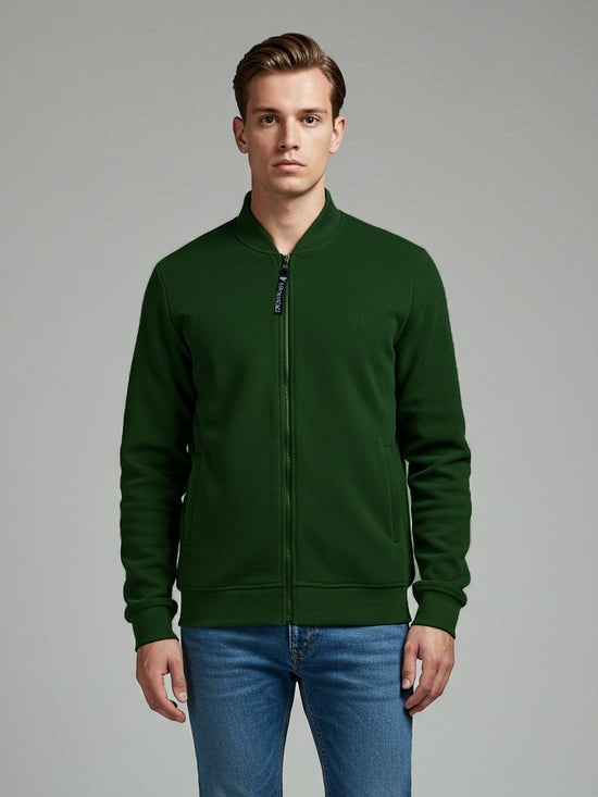 Louis Vicaci Zipper Fur Bomber Jacket For Men-Dark Green-BE370/BE1142