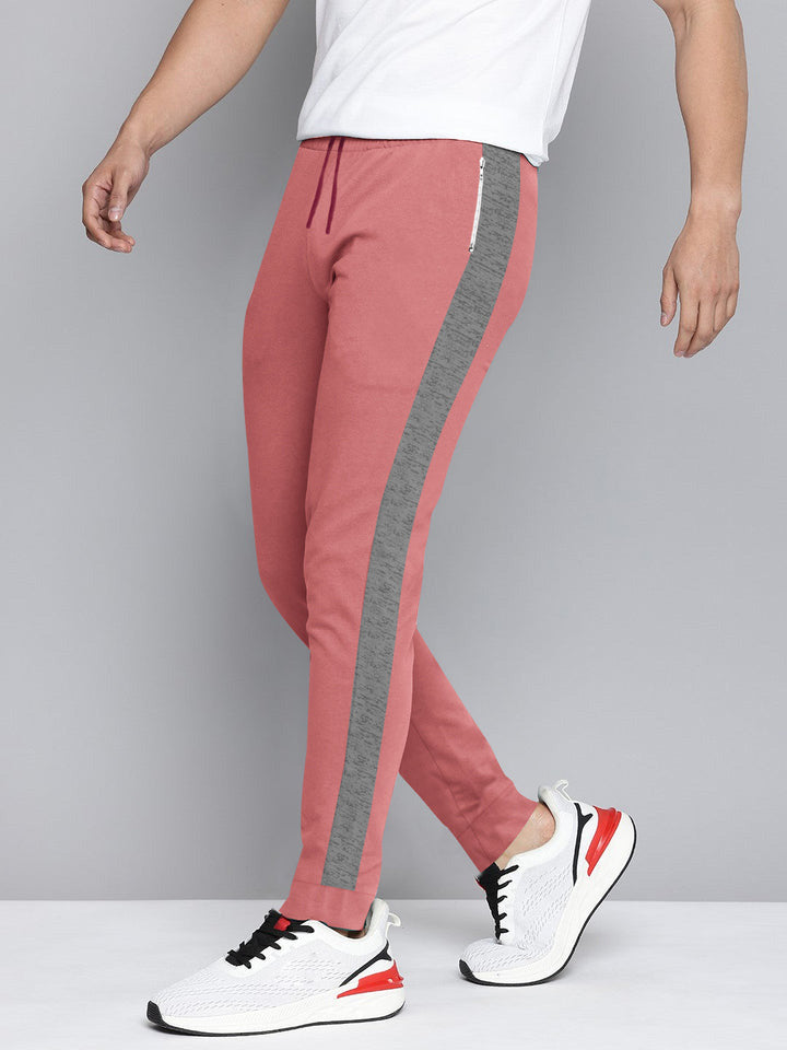 RBK Terry Fleece Jogger Sweatpant For Men-Carrot Pink with Grey Melagne Panel-BE2694