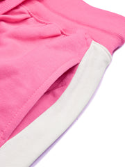 16Sixty Fleece Zipper Tracksuit For Men-Pink with White Panels-BR873