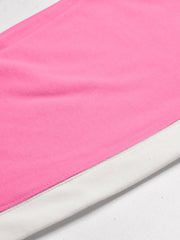 16Sixty Fleece Zipper Tracksuit For Men-Pink with White Panels-BR873