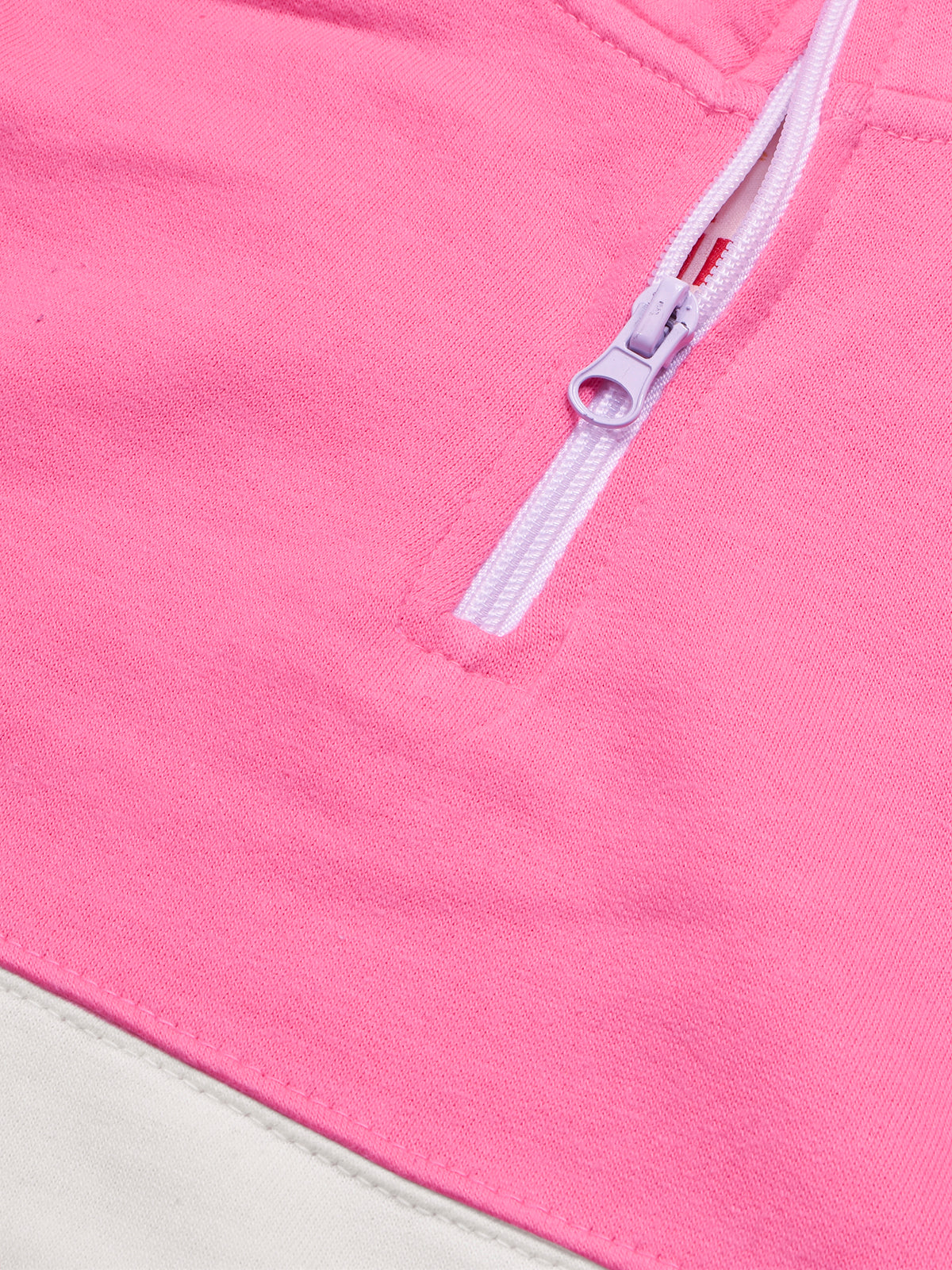 16Sixty Fleece Zipper Tracksuit For Men-Pink with White Panels-BR873