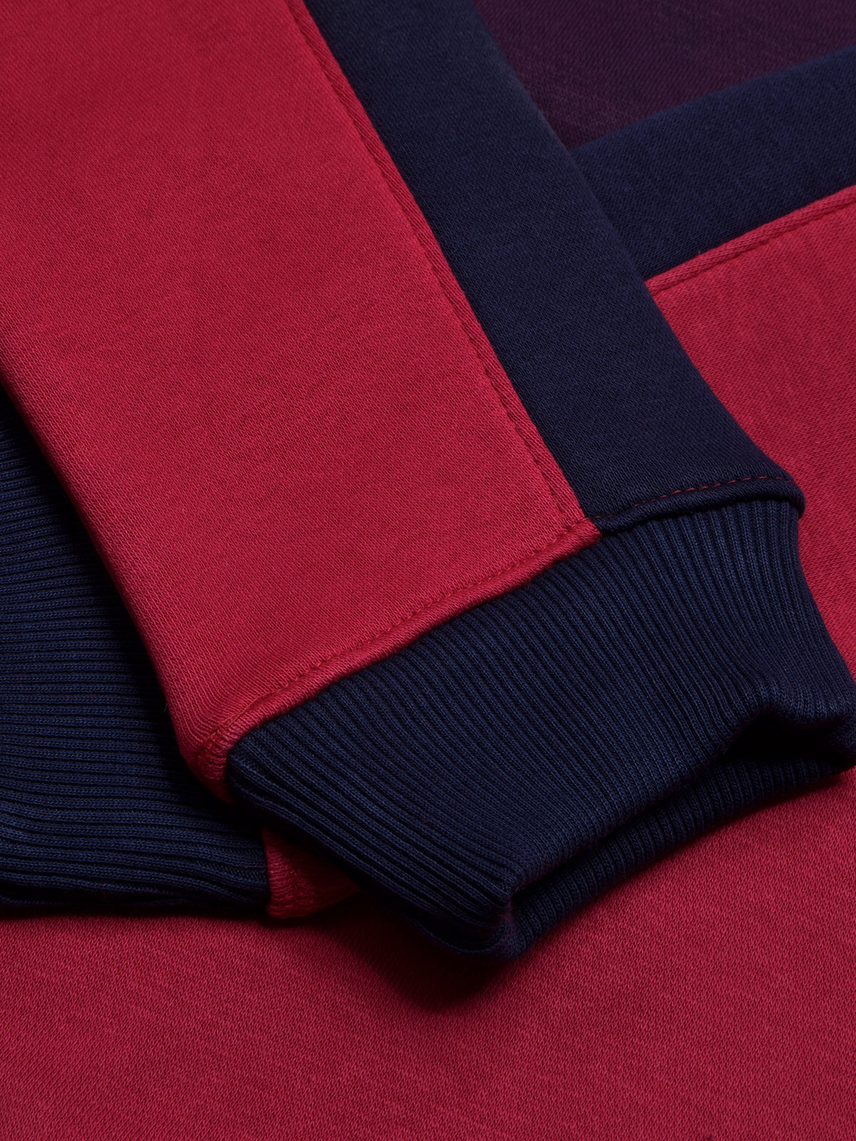 BTS Fleece Tracksuit For Kids-Dark Red with Navy Panels-BR879