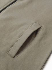 Louis Vicaci Fleece Zipper Tracksuit For Ladies-Dark Wheat with Black & Red Stripe-BR1112