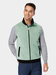 P&B Sleeveless Mock Neck Zipper Jacket For Men-Cyan Green & Black-BE512/BR1789