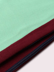 Louis Vicaci Fleece Zipper Tracksuit For Ladies-Light Green with Maroon Stripe-BR366