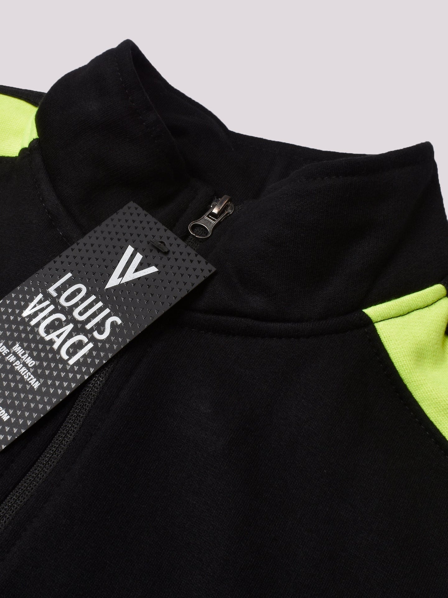 Louis Vicaci Fleece Zipper Tracksuit For Ladies-Black with Parrot Stripe-BR368