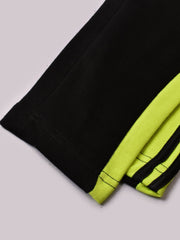 Louis Vicaci Fleece Zipper Tracksuit For Ladies-Black with Parrot Stripe-BR368