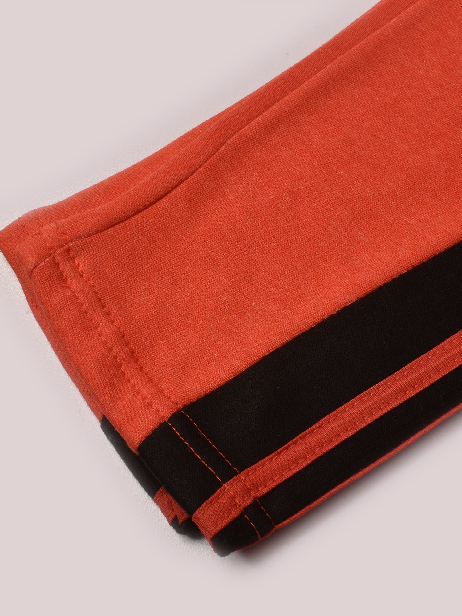 Louis Vicaci Fleece Zipper Tracksuit For Ladies-Orange Melange with Black Stripe-BR370