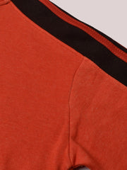 Louis Vicaci Fleece Zipper Tracksuit For Ladies-Orange Melange with Black Stripe-BR370