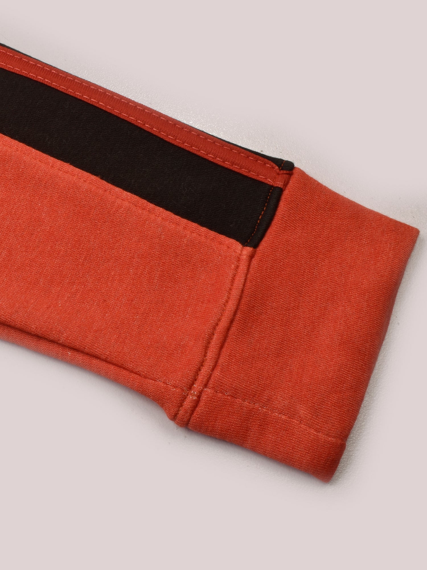 Louis Vicaci Fleece Zipper Tracksuit For Ladies-Orange Melange with Black Stripe-BR370