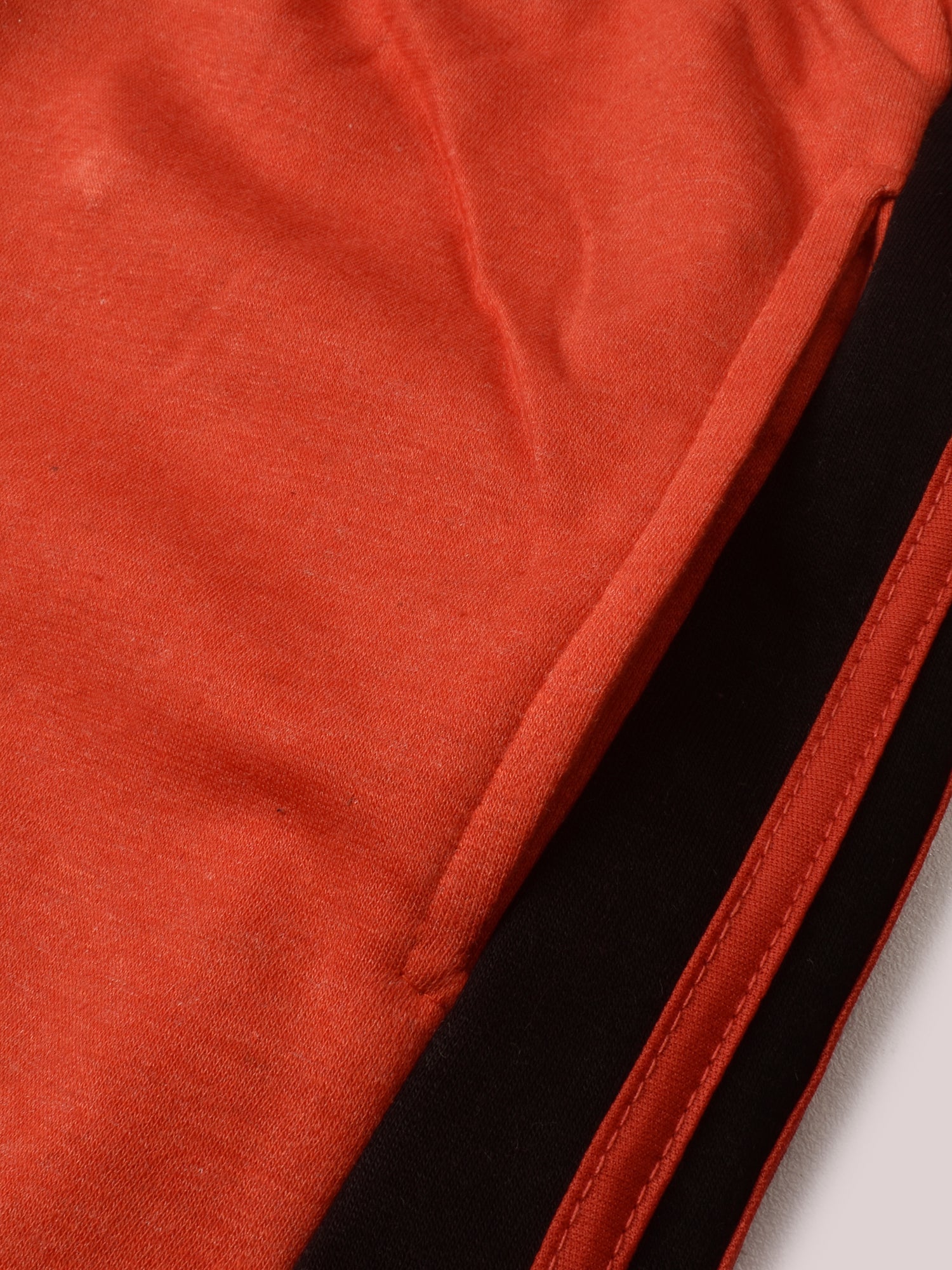 Louis Vicaci Fleece Zipper Tracksuit For Ladies-Orange Melange with Black Stripe-BR370