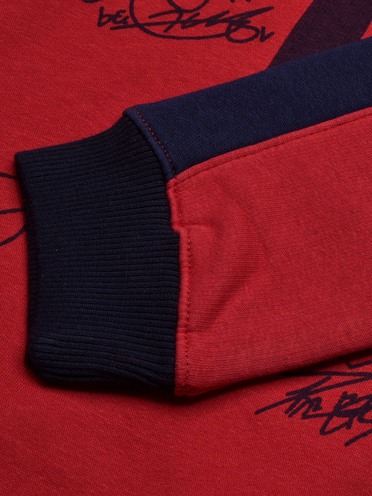 BTS Fleece Tracksuit For Kids-Red with Navy Panels-BE55/BR880