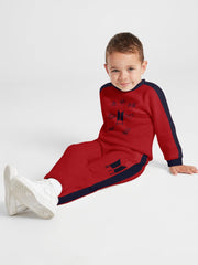 BTS Fleece Tracksuit For Kids-Red with Navy Panels-BE55/BR880