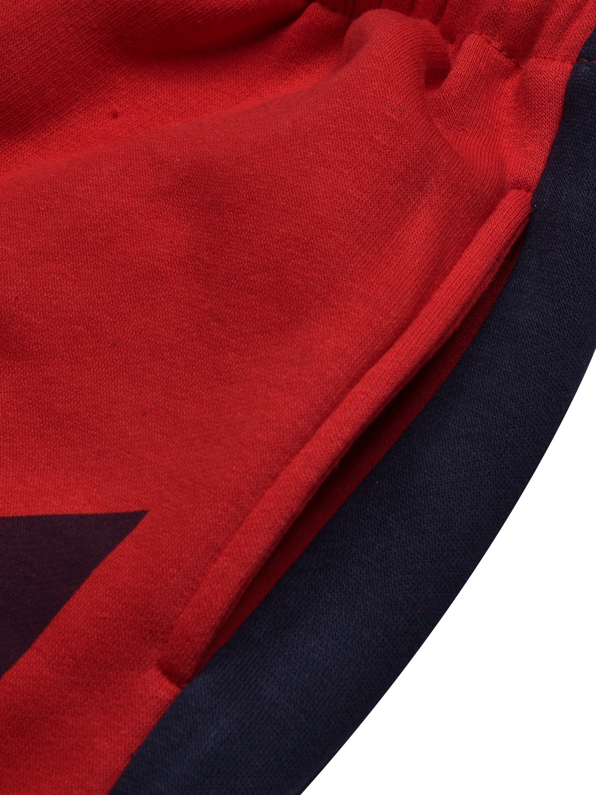 BTS Fleece Tracksuit For Kids-Red with Navy Panels-BE55/BR880