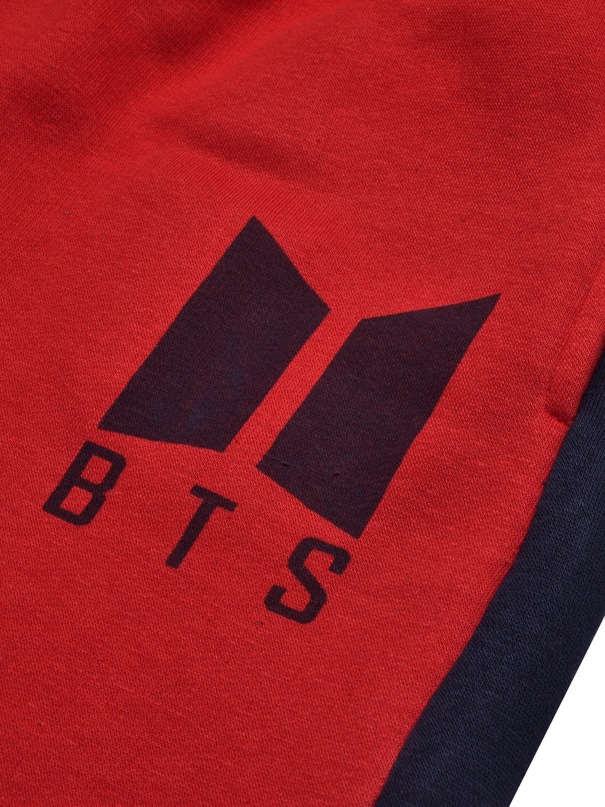 BTS Fleece Tracksuit For Kids-Red with Navy Panels-BE55/BR880