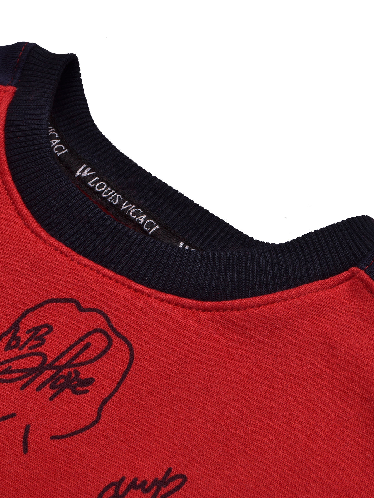 BTS Fleece Tracksuit For Kids-Red with Navy Panels-BE55/BR880