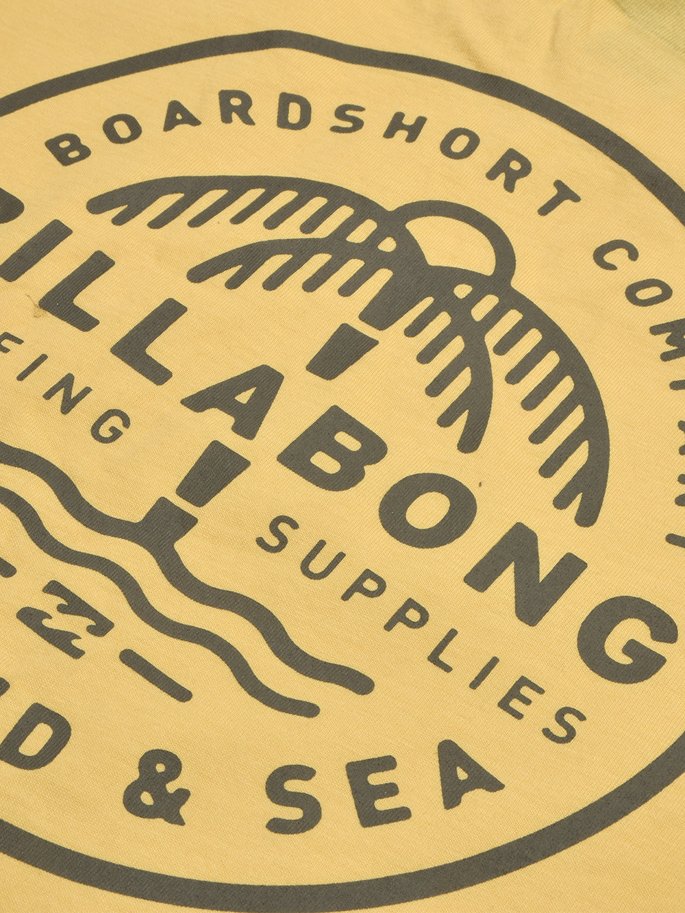 BilaBong Single Jersey Crew Neck Tee Shirt For Men-Yellow-BE1039