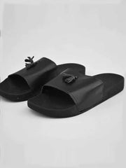 Men's Ribbon Pump Style Slides-Black-RT2085