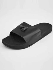 Men's Ribbon Pump Style Slides-Black-RT2085