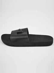 Men's Ribbon Pump Style Slides-Black-RT2085