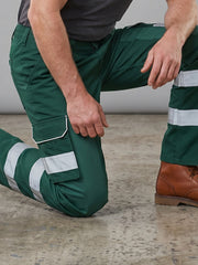 Green Cargo Trouser For Men With Reflectors-BE4360