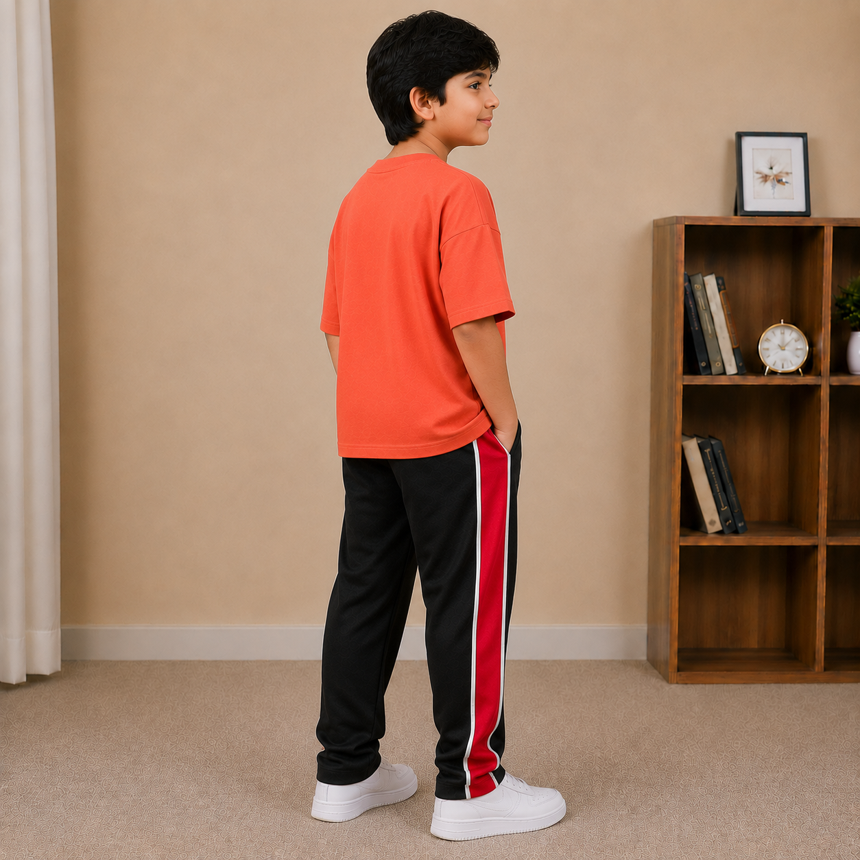 Kids Oversized Drop Shoulder T-Shirt – Coral Orange