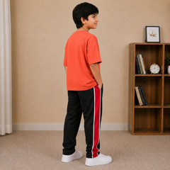 Kids Oversized Drop Shoulder T-Shirt – Coral Orange