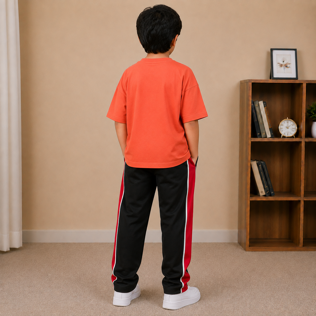 Kids Oversized Drop Shoulder T-Shirt – Coral Orange
