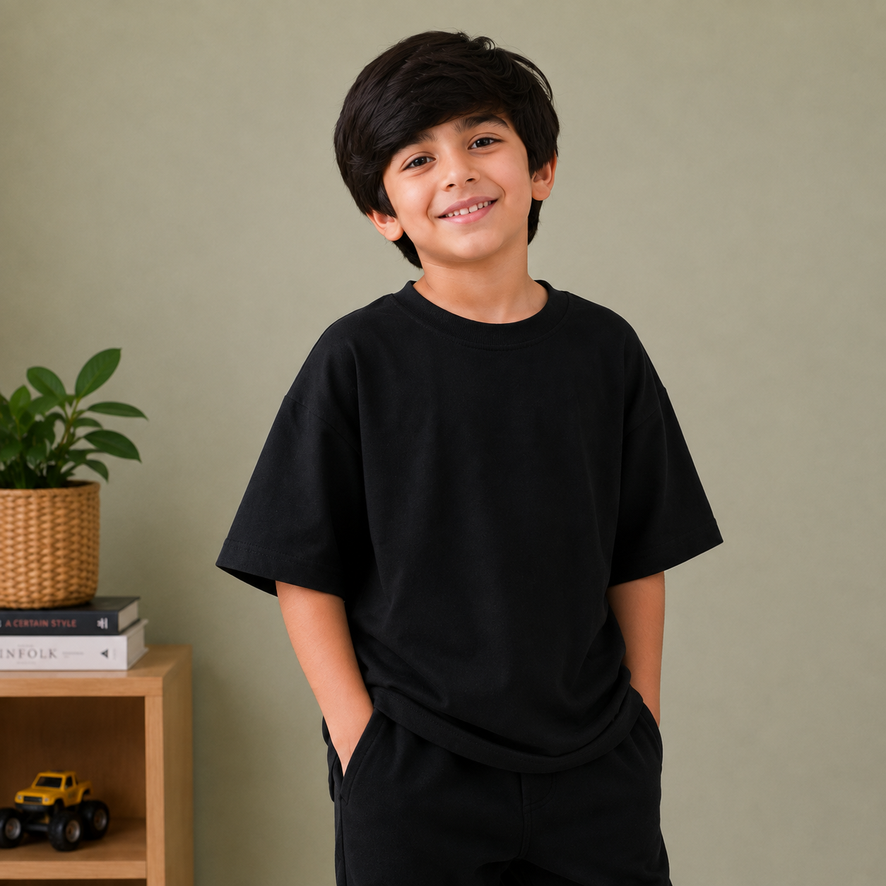 Kids Oversized Drop Shoulder T-Shirt – Black