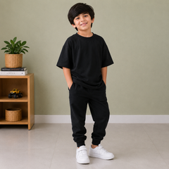 Kids Oversized Drop Shoulder T-Shirt – Black