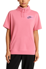 NK Fleece Short Sleeve Hoodie For Ladies-Dark Pink-RT931