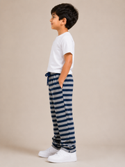 Premium Boys Trouser-Melange Grey with Navy-T17