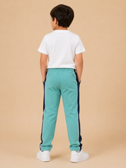 Premium Boys Trouser-Aqua Blue with Navy-T15