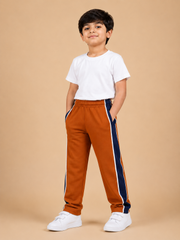 Premium Boys Trouser-Burnt Orange with Navy-T09