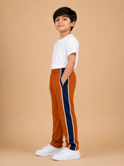 Premium Boys Trouser-Burnt Orange with Navy-T09