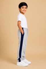 Premium Boys Trouser- Gray with navy -T01