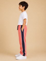 Premium Boys Trouser-Salmon Pink With Navy -T24