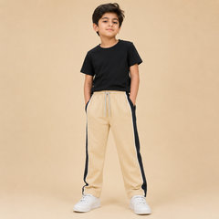 Premium Boys Trouser-  Off-White Cream With Navy -T32