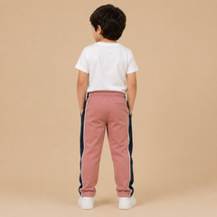 Premium Boys Trouser- Muted Rose Pink With Navy -T35