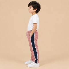 Premium Boys Trouser- Muted Rose Pink With Navy -T35