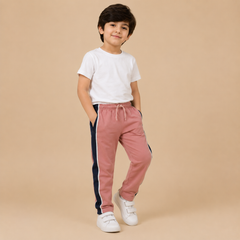 Premium Boys Trouser- Muted Rose Pink With Navy -T35