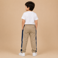 Premium Boys Trouser-Khaki With Navy -T36