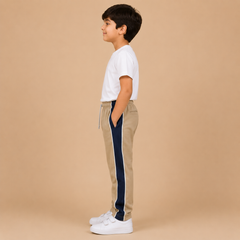 Premium Boys Trouser-Light Khaki With Navy -T37