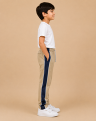Premium Boys Trouser-Light Khaki With Navy -T37