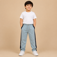 Premium Boys Trouser-  Light Sky Blue With Navy -T38