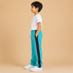 Premium Boys Trouser-Aqua Blue With Navy -T26