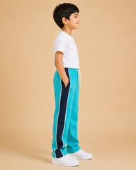 Premium Boys Trouser-Aqua Blue With Navy -T26