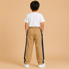 Premium Boys Trouser-  Camel Beige With Navy -T29