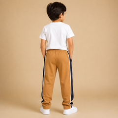 Premium Boys Trouser- Light Camel With Navy T43