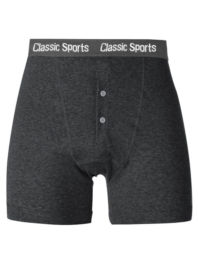 Classic Sport Single Jersey Boxer Brief For Men-Charcoal Melange-BR88889